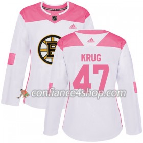 Adidas Maillot de Hockey Boston Bruins Torey Krug 47 2017-2018 Blanc Rose Fashion Authentic - Femme